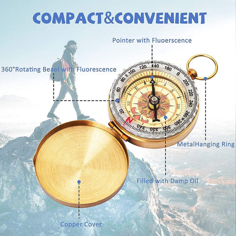 Camping Compass Outdoor Hiking Pocket Watch