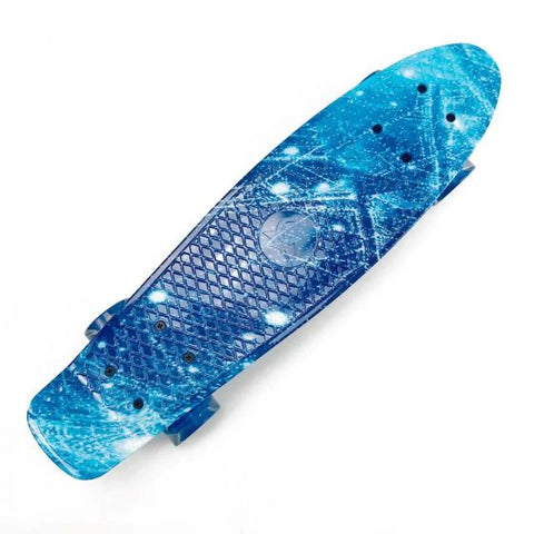 Mini Cruiser Skateboard, 56 cm, Plastic Complete Board, Retro Skateboard with ABEC-7 Ball Bearings and LED Light Wheels, Skateboard Kickboard for Children, Beginners, Teenagers