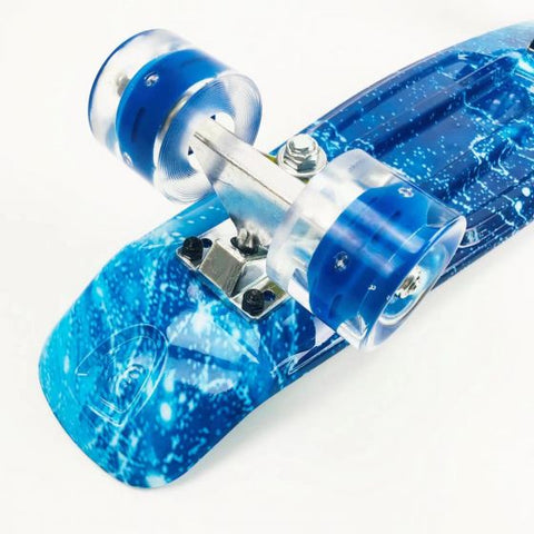 Mini Cruiser Skateboard, 56 cm, Plastic Complete Board, Retro Skateboard with ABEC-7 Ball Bearings and LED Light Wheels, Skateboard Kickboard for Children, Beginners, Teenagers