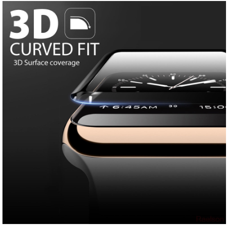 Compatible iWatch 3D Full Screen Tempered Glass - 38mm/40mm/42mm/44mm (Black)