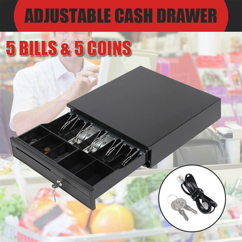 Manual/Electronic Heavy Duty Cash Drawer Cash Register POS 5 Bills 5 Coins Tray