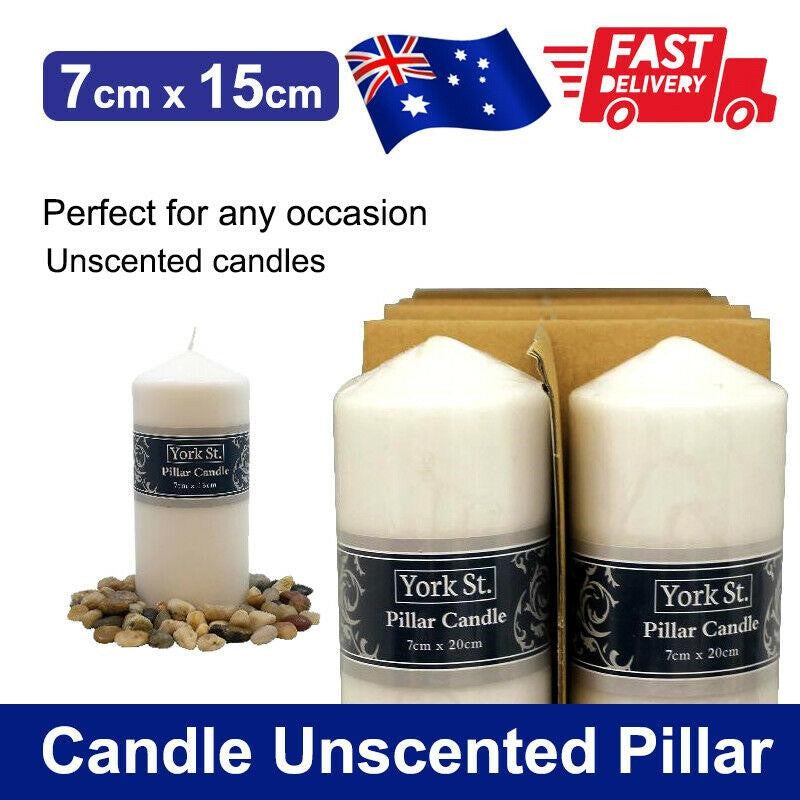3x Pillar Candles Unscented Decor Candles 7cm x 15cm