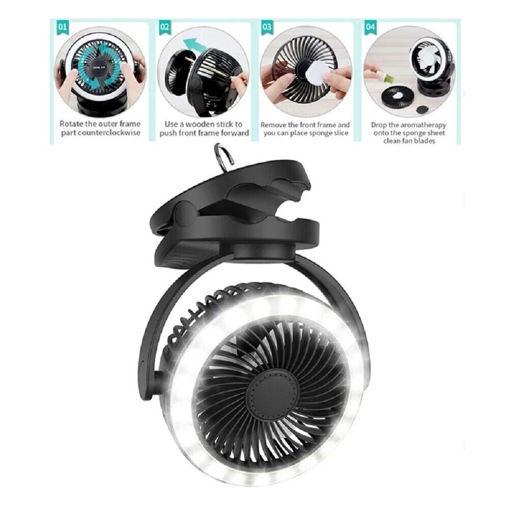 5inch Desk Fan 5000mah - Rechargable - Black