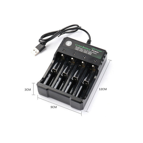4x 3.7V 3600mAh Li-ion Rechargeable Battery + USB Smart Charger Indicator