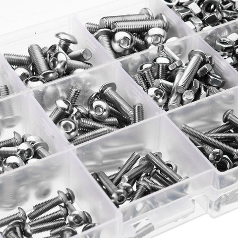 500pc M3 M4 M5 304 Stainless Steel Hex Socket Button Head Bolts Screws Nuts Kit