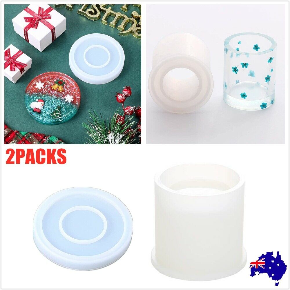 2XDIY Coaster Mould Handmade Crystal Epoxy Making Resin Silicone Pen Holder Mold