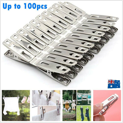 Stainless Steel Clothes Pegs Metal Hanging Clips Pins Laundry Windproof Clamps