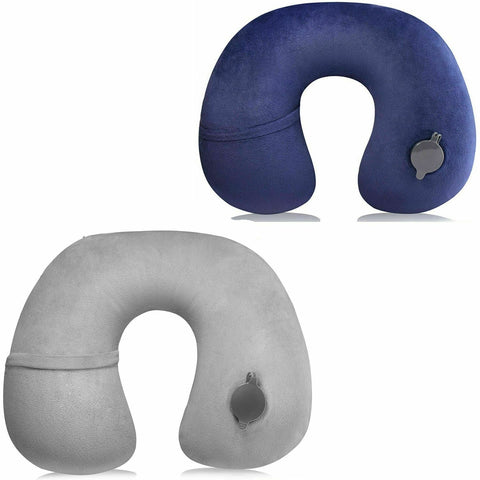 Air Inflatable Neck Pillow U Shape Head Traction Support Rest Cushion Car Flight