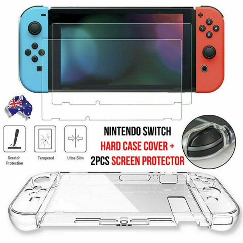 Nintendo Shockproof Hard Case Cover Set & Switch Tempered Glass Screen Protector