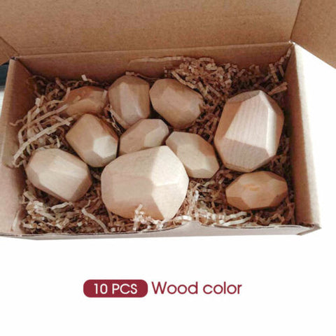 New Toy Creative Wooden Colored Stacking Balancing Stone Building Blocks AU
