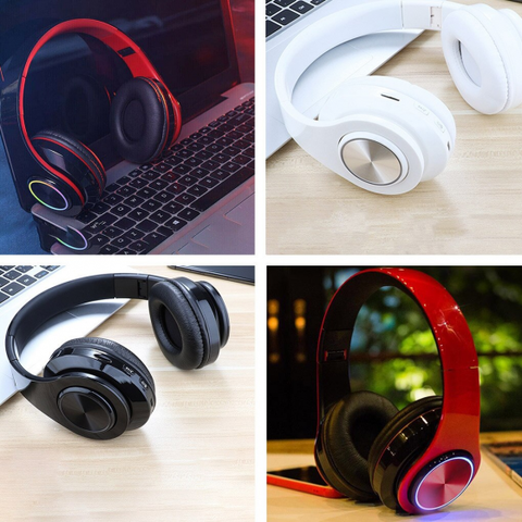B39 bluetooth V5.0 headphones wireless Portable Folding Support TF Card Built-in FM mp3 player With LED Colorful Lights