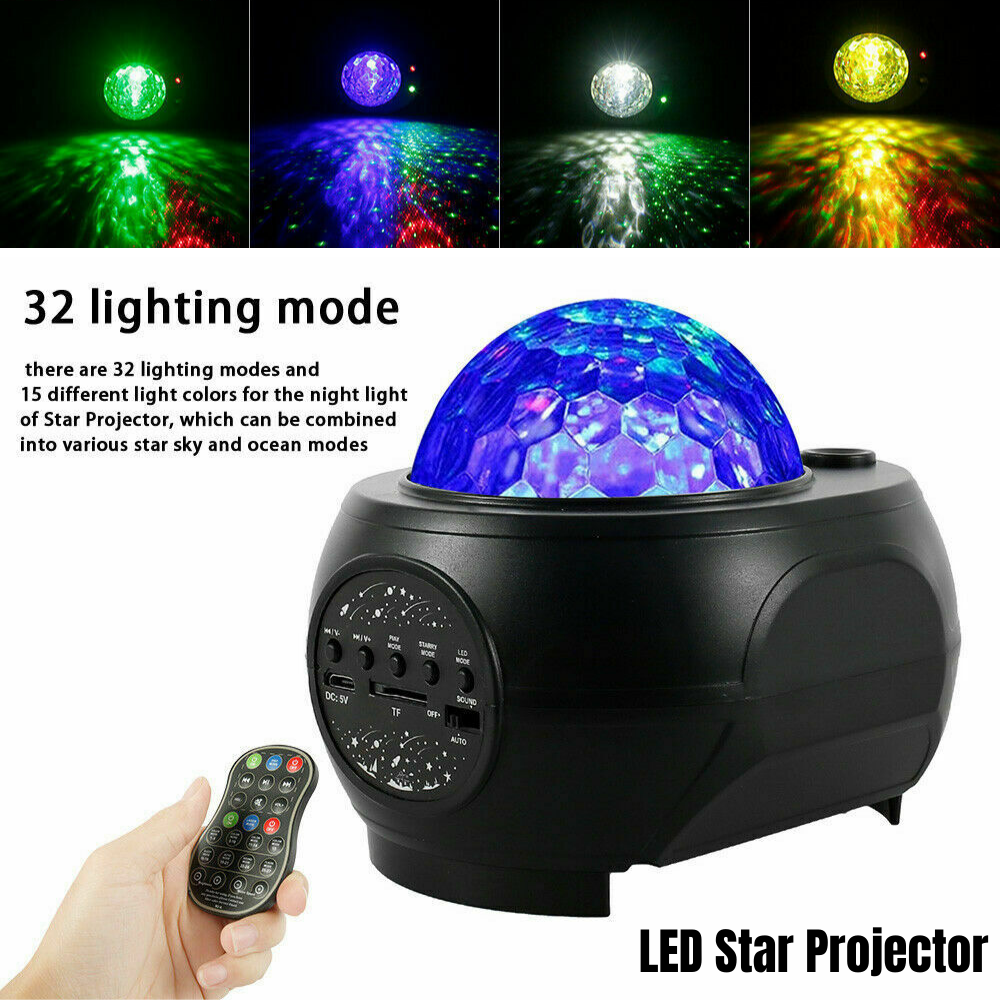 LED Star Projector Galaxy Starry Night Lamp Night Light Ocean Wave Projector KC