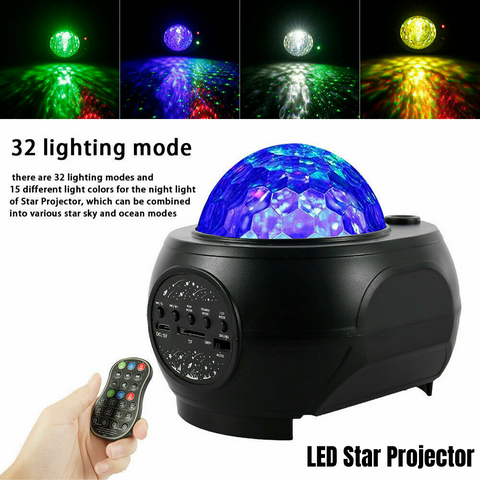 LED Star Projector Galaxy Starry Night Lamp Night Light Ocean Wave Projector KC