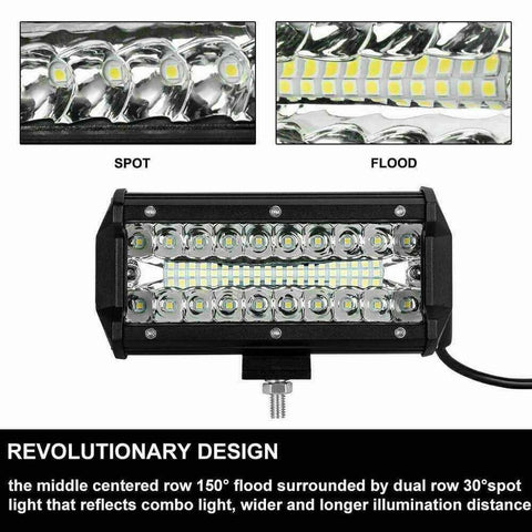 2PCS NEW 7inch CREE LED Work Light Bar Spot Flood Combo 2Work Driving Lights OffRoad 4WD