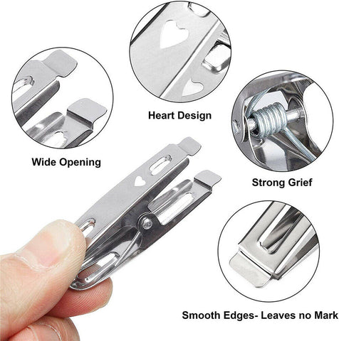 Stainless Steel Clothes Pegs Metal Hanging Clips Pins Laundry Windproof Clamps