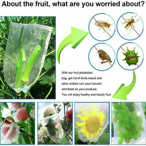 50 Fruit Net Bags Agriculture Garden Vegetable Protection Mesh Insect Proof