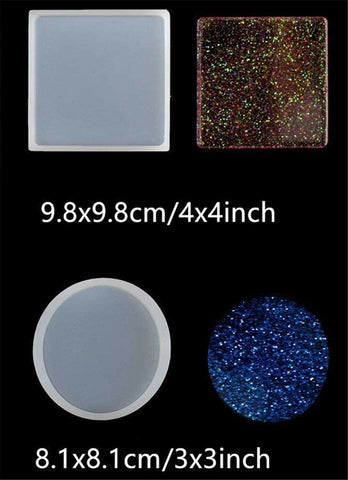 2PC Coaster Resin Cup Casting Mould Epoxy Mold Silicone DIY Jewelry Making Craft