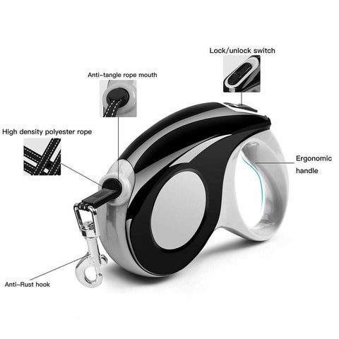 Extendable Pet Dog Lead Leash Collars Belt