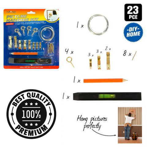 Picture Hanging Kit Set w/ Hanging Level Ruler DIY Photo Frame Hanging Wall Kit