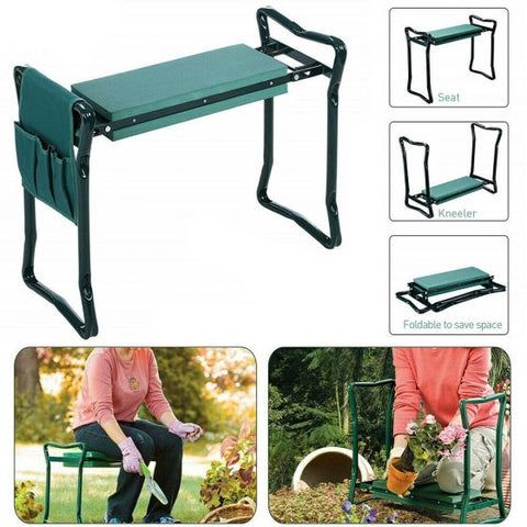 Garden Kneeler and Seat Tool Pouches Outdoor Bench Knee Pad Foldable