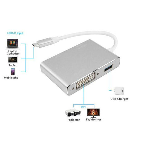 Type-C to DVI HDMI VGA Display Adapter