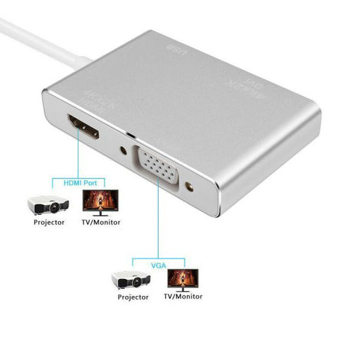 Type-C to DVI HDMI VGA Display Adapter