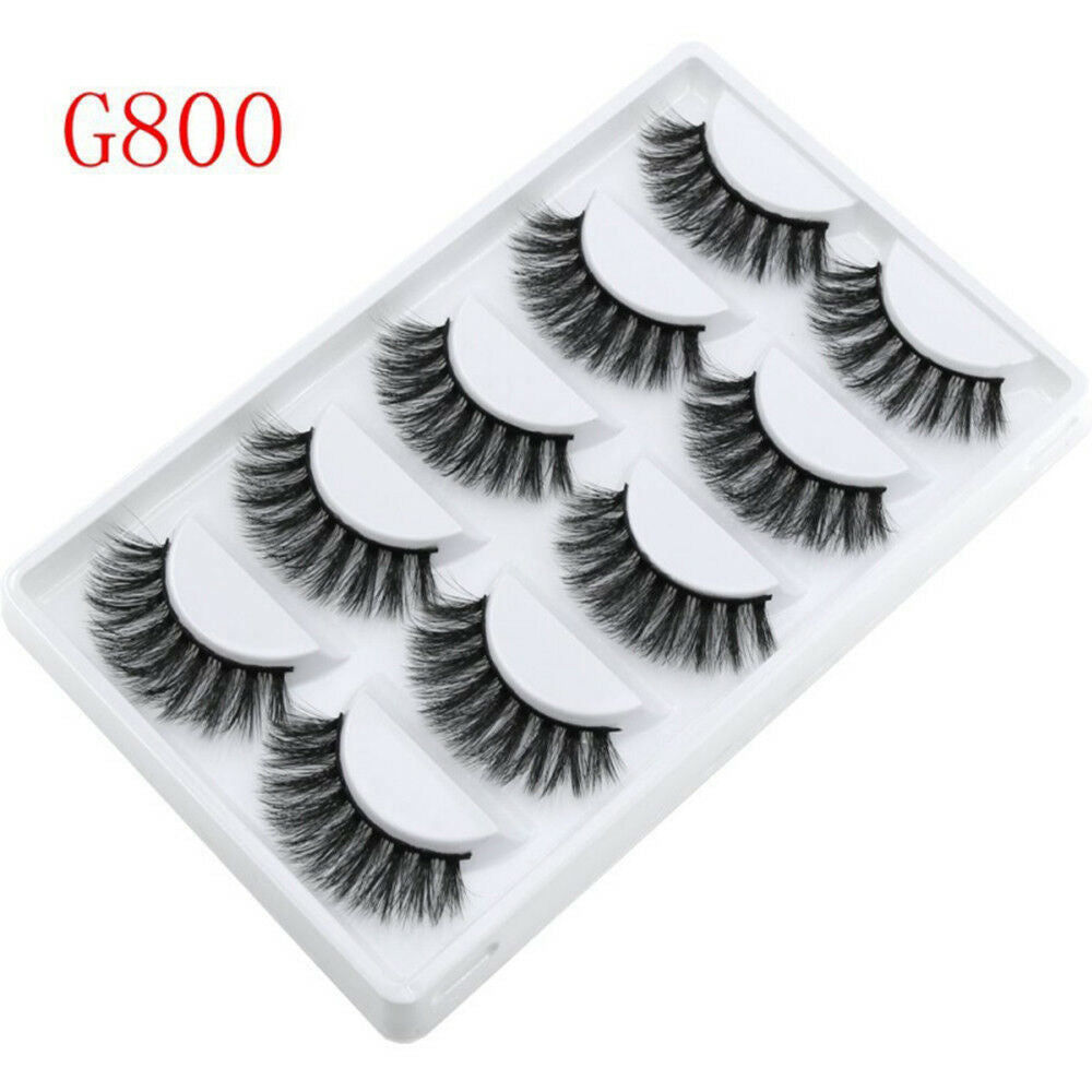 3D 5 Pairs Mink Natural Thick False Fake Eyelashes Eye Lashes Makeup Extension