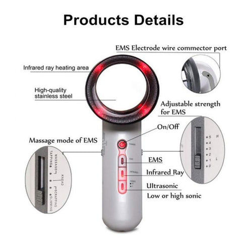 3 IN 1 Ultrasound Machine Anti Cellulite EMS Body Slimming Massager Fat Burner Weight Loss Device
