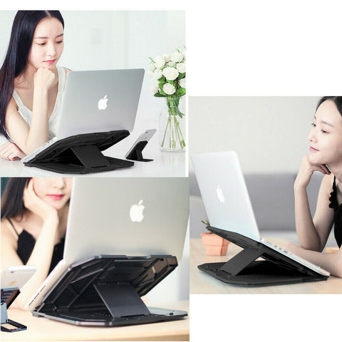 2in1 Ergonomic Adjustable Laptop Stand Portable Home Desk Riser Holder Tray