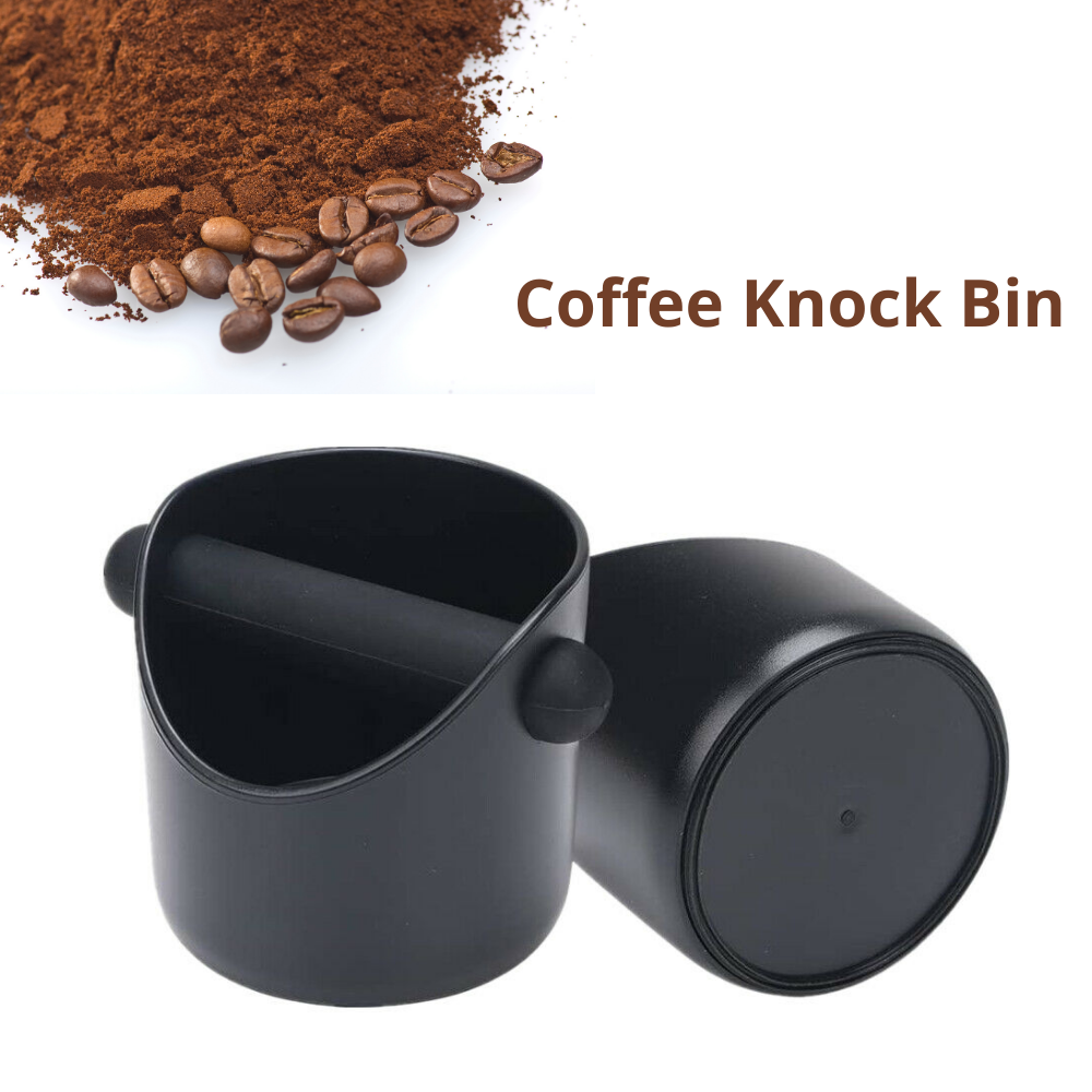 Coffee Waste Container Espresso Grinds Knock Box Tamper Tube Bin Black Bucket