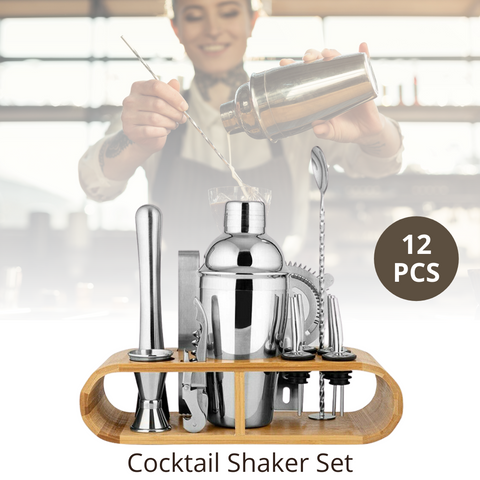 12Pcs Cocktail Shaker Set Mixer Martini Strainer Bartender Kit Spirits Maker Bar