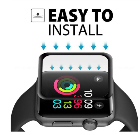 Compatible iWatch 3D Full Screen Tempered Glass - 38mm/40mm/42mm/44mm (Black)