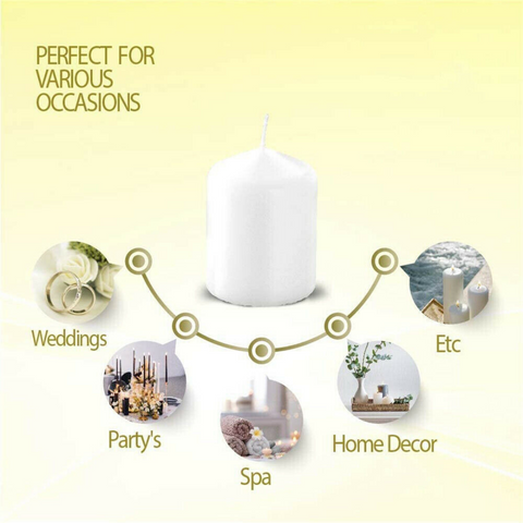12Pcs  Unscented Pillar Candle 4x5cm White Votive Candles 9 Hours Home Party Decor
