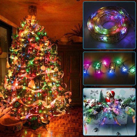 Christmas ribbon string lights