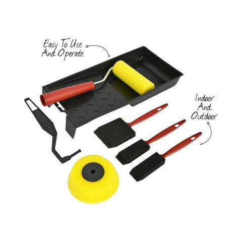 6x Point Paint Pad Painting Roller DIY Wall Decor Tool Paint Tray Brush Home