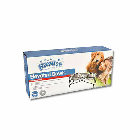 Dual Elevated Raised Pet Dog Feeder Bowl Stainless Steel Food WaterStand 2x350ml