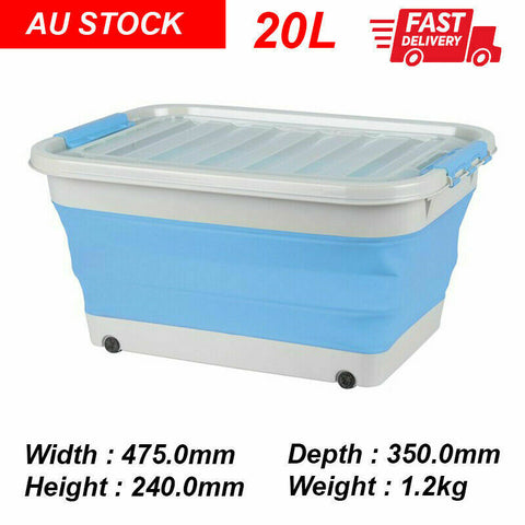 Collapsible Medium Tub with Lid Camping Hiking 20L