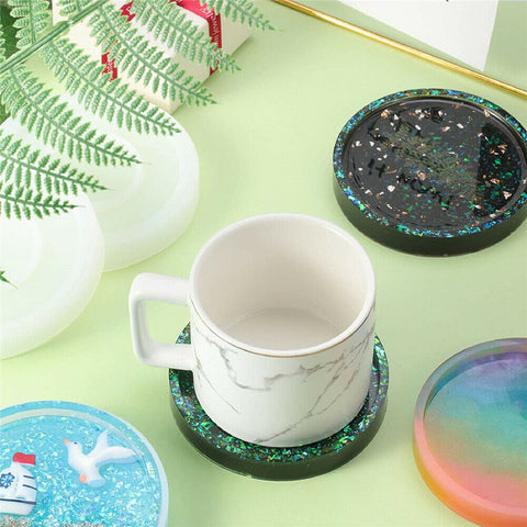 2XDIY Coaster Mould Handmade Crystal Epoxy Making Resin Silicone Pen Holder Mold