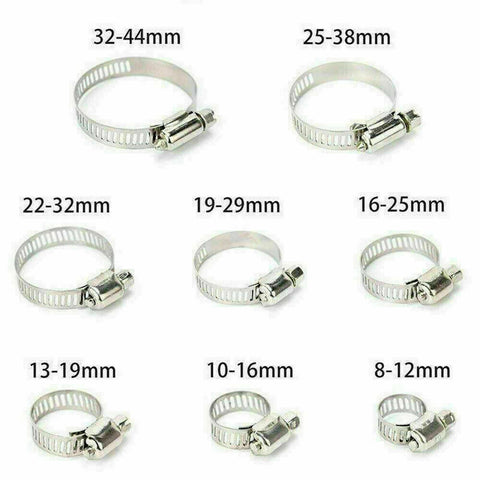 91Pcs Stainless Steel Hose Clamps Clip Adjustable Range Worm Gear Pipe Clamp Kit
