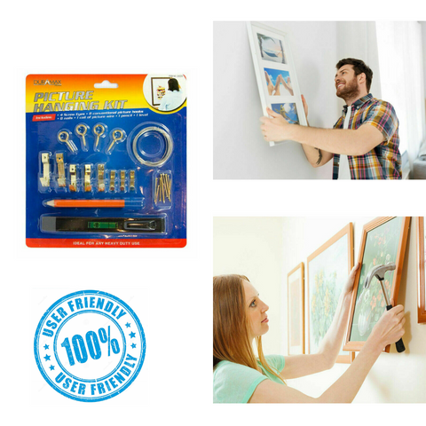 Picture Hanging Kit Set w/ Hanging Level Ruler DIY Photo Frame Hanging Wall Kit