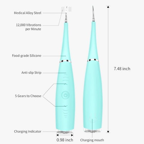 Electric Dental Scaler Tartar Calculus Plaque Remover Tooth Stains Cleaner Tool USB Powered