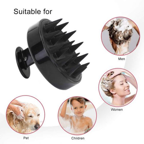 Silicone Hair Shampoo Brush - Black