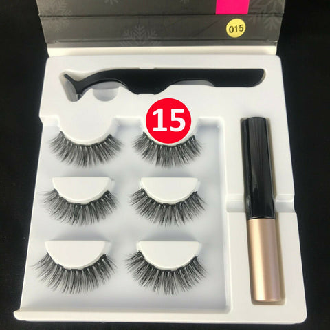 Natural Magnetic False Eyelashes Eye Lashes Extension Liquid Eyeliner Tweezer
