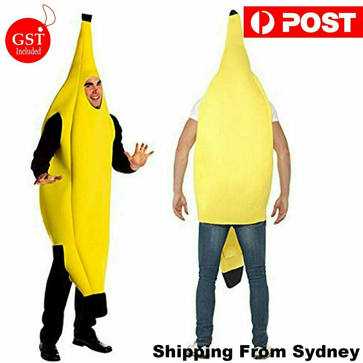Adult Banana Body Suit Costume Unisex Outfit One Size Fits Halloween Fancy Dress