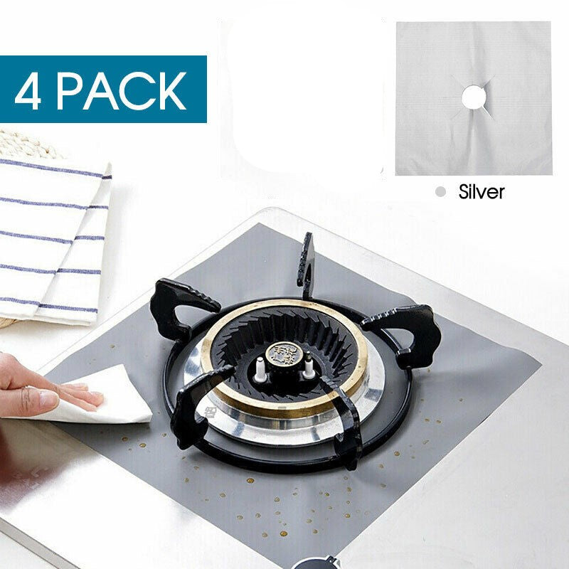 4pcs/8pcs Kitchen Gas Stove Top Burner Reusable Protector Liner Cleaning Pad Cover