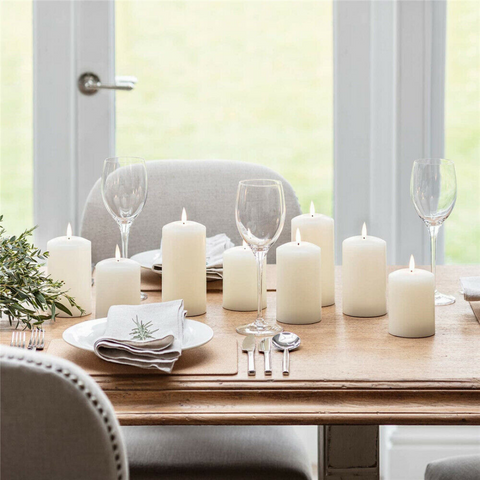 12Pcs  Unscented Pillar Candle 4x5cm White Votive Candles 9 Hours Home Party Decor