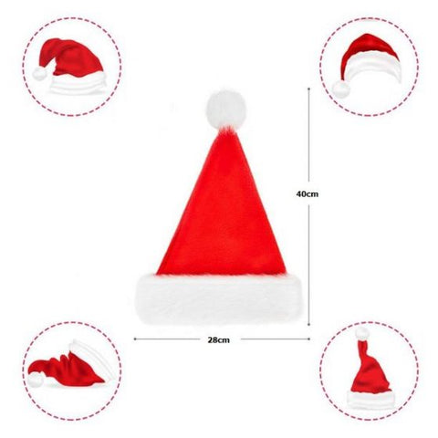 Christmas Santa Hat Red And White Xmas Cap