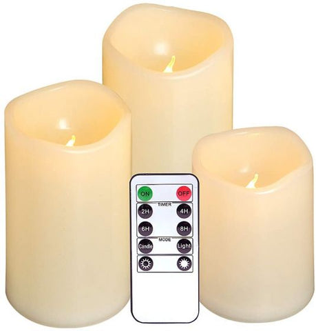 Candle Flickering Warm White Lights Set of 3 Flameless Battery Operated Candles