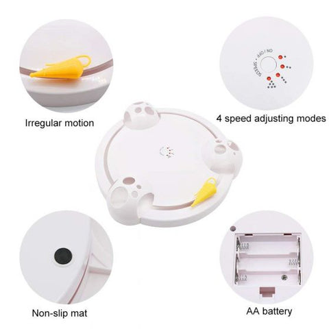 Electric Cat Toy Interactive Tracks Roller Mouse Pounce Turntable Play Automatic Rotating Mice Moving Track Catch Toys