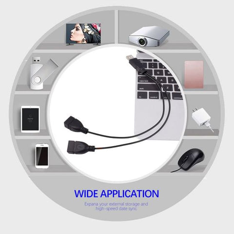 USB Male to 2-Female Cable Adapter
